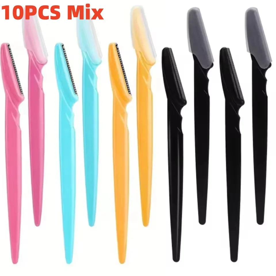 10/40Pcs Eyebrow Trimmer Face Blade Shaver Portable Eye Brow Epilation Hair Removal Safety Eyebrow Cutting Woman Makeup Tools