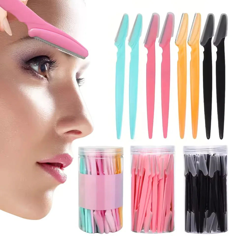 10/40Pcs Eyebrow Trimmer Face Blade Shaver Portable Eye Brow Epilation Hair Removal Safety Eyebrow Cutting Woman Makeup Tools