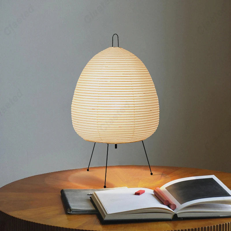 Japanese Design Paper Table Lamp Tripod Rice Paper Table Lamp Japanese Style Lantern Lamp Led Desk Lamp for Bedroom