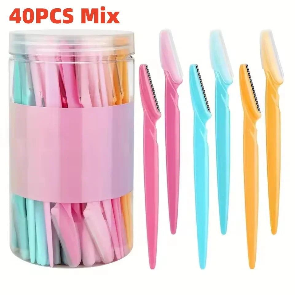 10/40Pcs Eyebrow Trimmer Face Blade Shaver Portable Eye Brow Epilation Hair Removal Safety Eyebrow Cutting Woman Makeup Tools