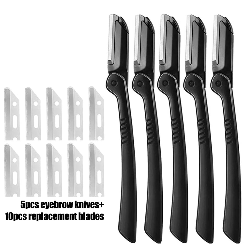 1/5PCS Eyebrow Razor Set Multipurpose Face Razors For Women and Men Dermaplaning Tool Easy To Use Cutter Shaver Blades Makeup To