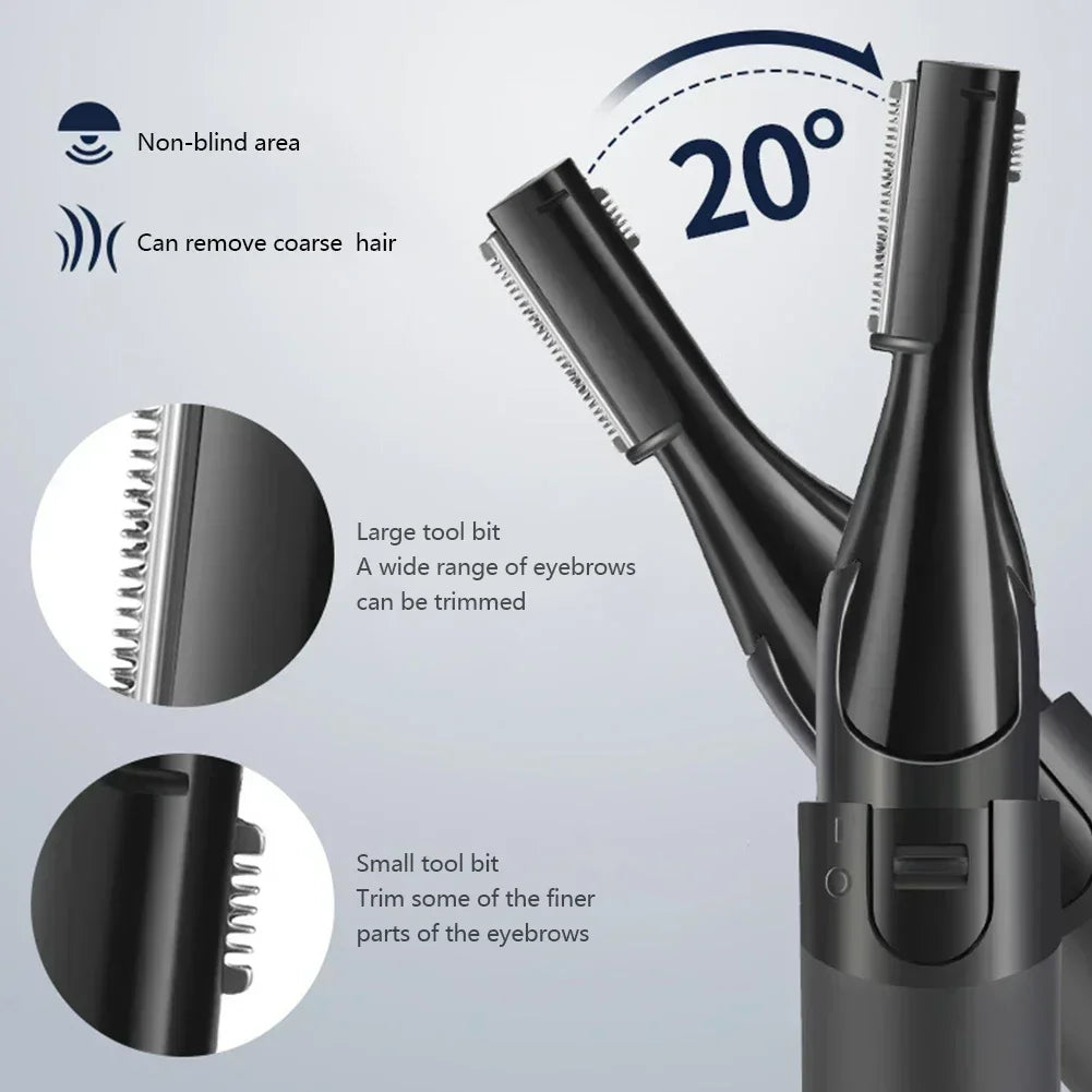 Electric Eyebrow Trimmer Razor Brow Shaping Portable Shaving with Duals Cutter Head Design Washable Hair Trimmer Razor Tools